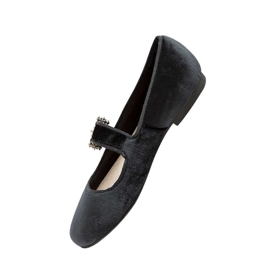 Shoes Bon-Bonite | Black Onyx Velvet Ballet Dancer