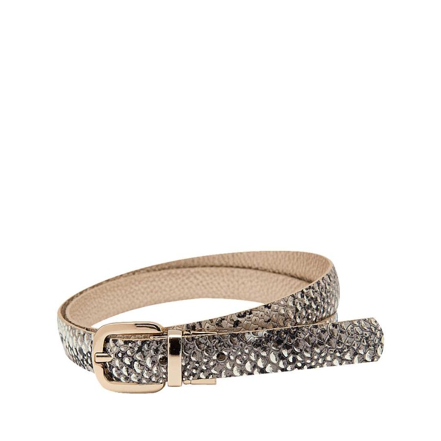 Belts Bon-Bonite | Double Sided Belt In New Gold Color Leather And Animal Print