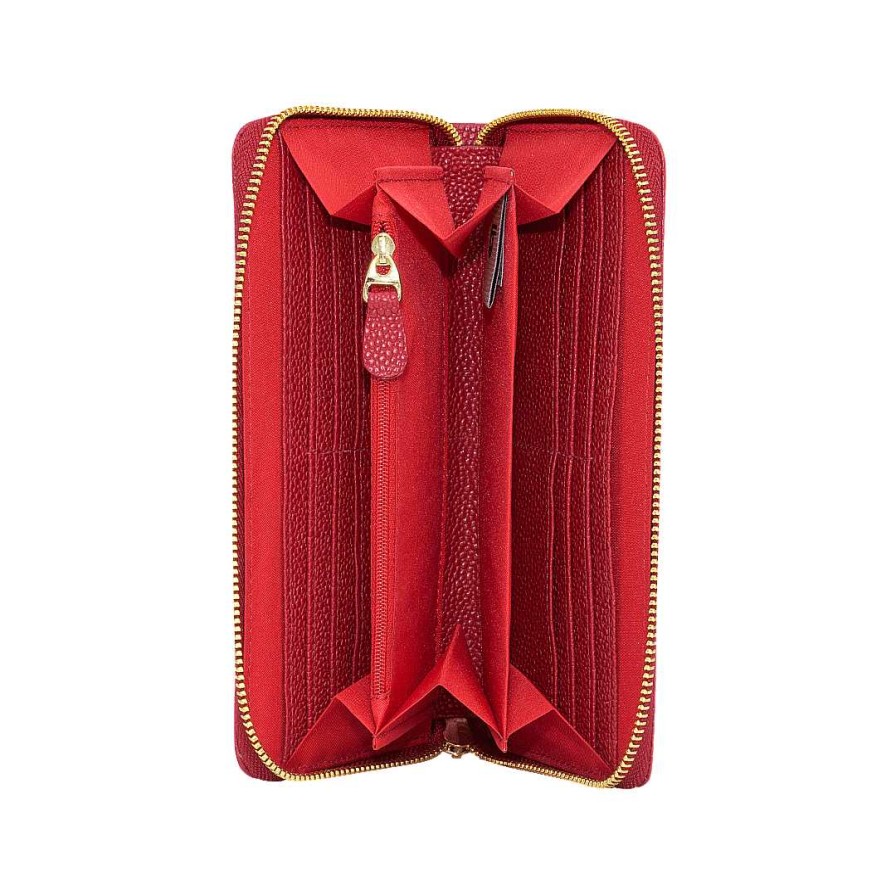 Accessories Bon-Bonite | Intense Red Wallet In Engraved Leather