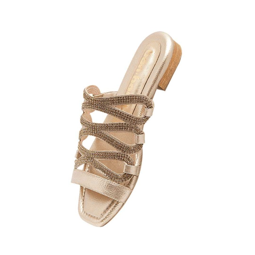 Shoes Bon-Bonite | Metal Sand Color Leather Mule Sandal