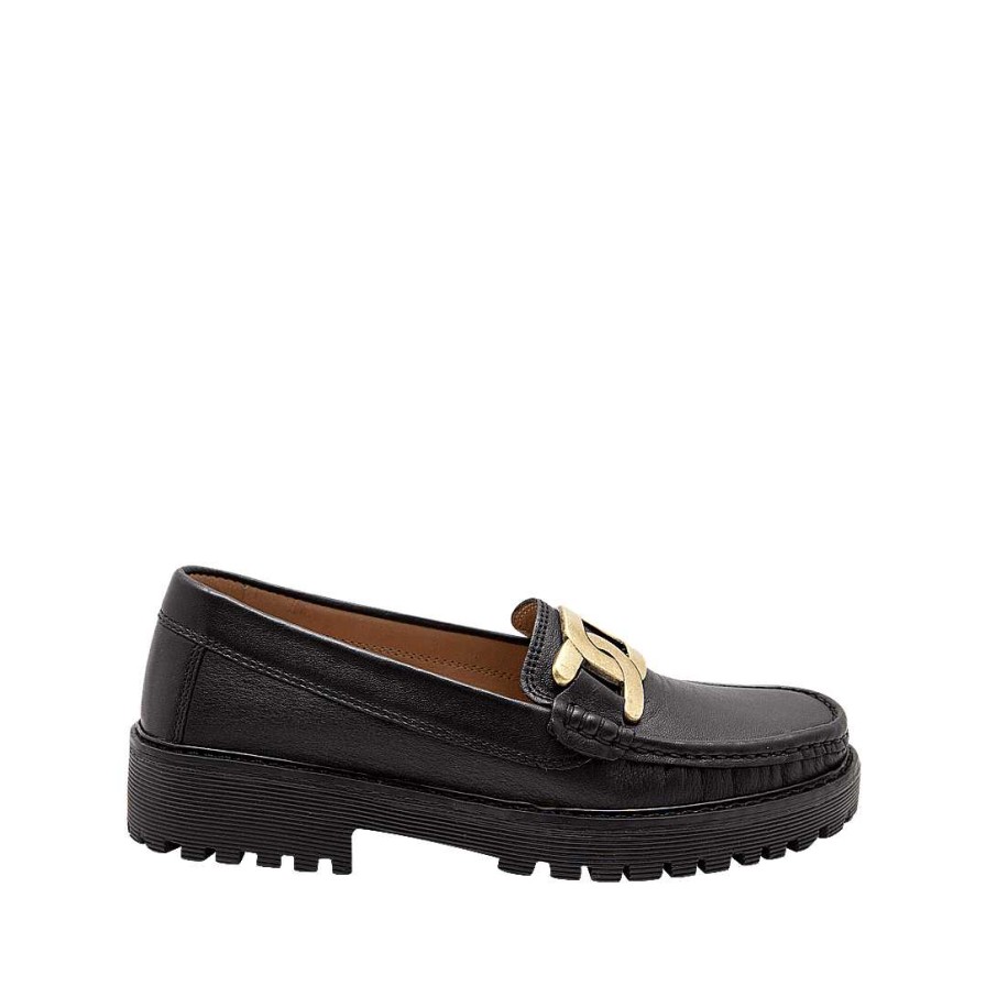 Shoes Bon-Bonite | Black Onyx Leather Moccasin