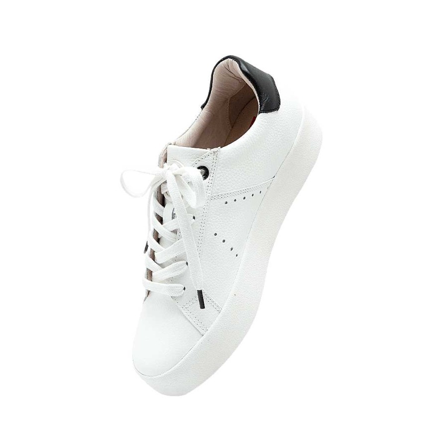 Shoes Bon-Bonite | Pure White Leather Platform Sneakers