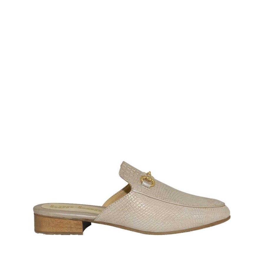 Shoes Bon-Bonite | Satin Gold Color Folia Engraved Leather Clog