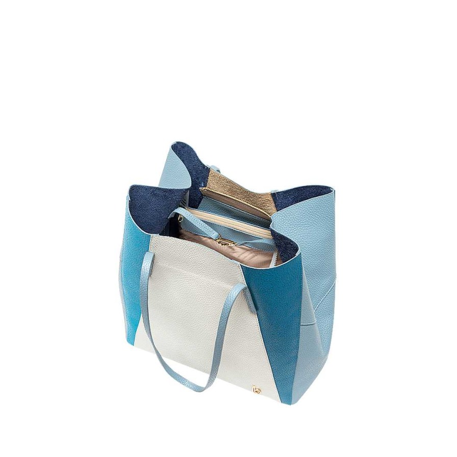 Handbags Bon-Bonite | Shell Color Leather Wallet By Hortensia And Cobalt Blue