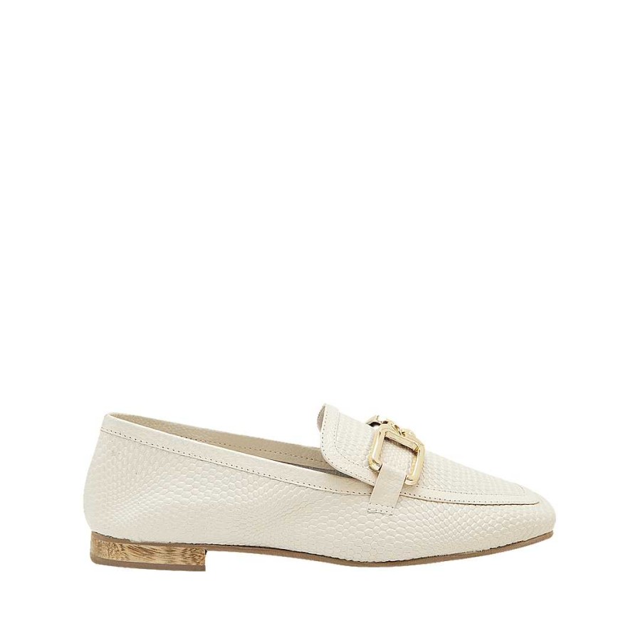 Shoes Bon-Bonite | Cream White Leather Moccasin