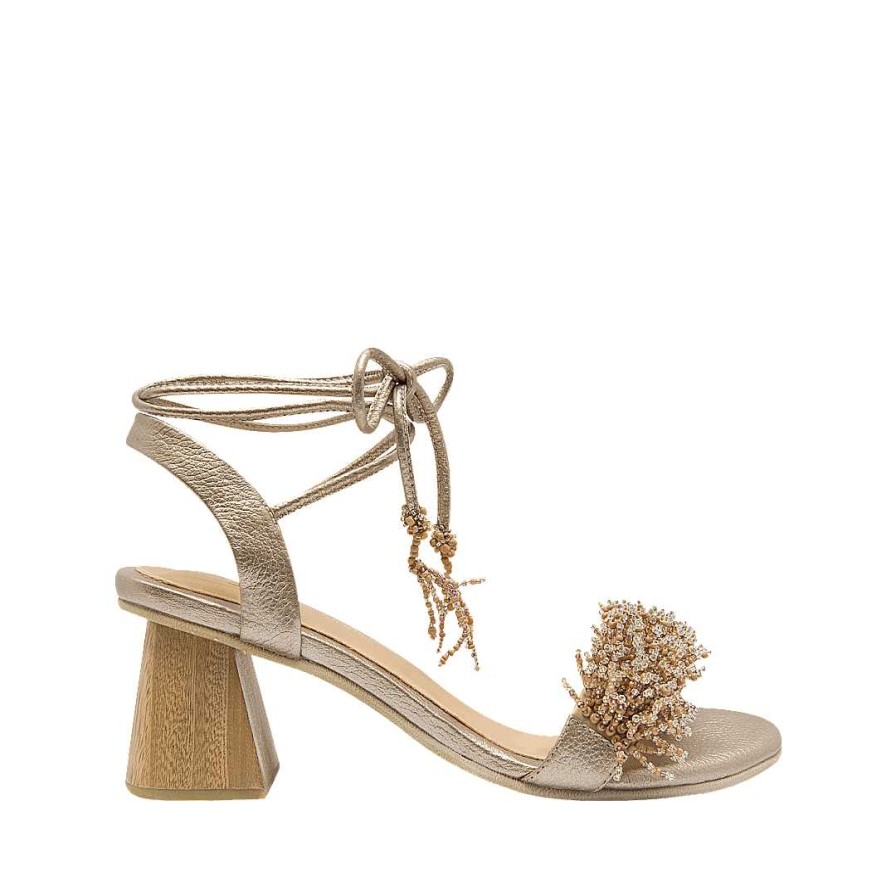 Shoes Bon-Bonite | Sand Metal Heeled Leather Sandal