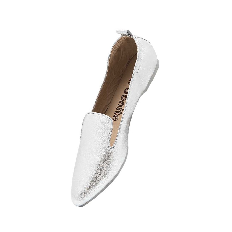 Shoes Bon-Bonite | Silver Gray Leather Ballet Shoes