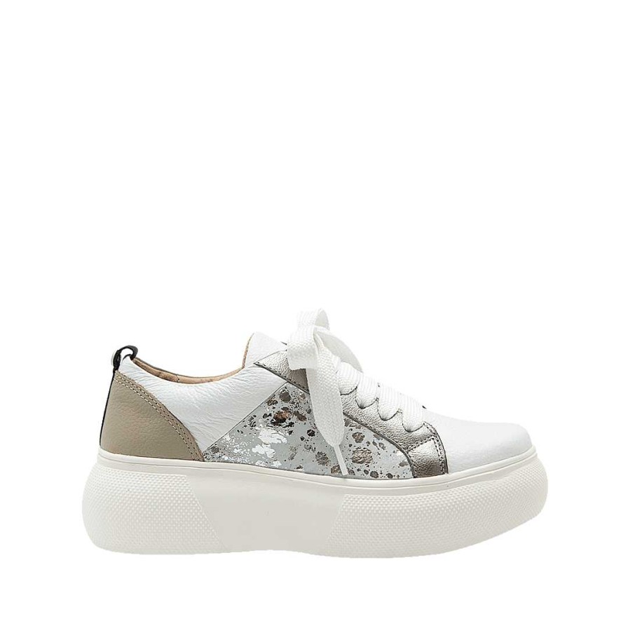 Shoes Bon-Bonite | Pure White Leather Tennis Shoes