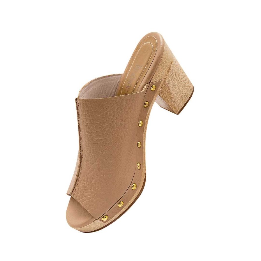 Shoes Bon-Bonite | Cappuccino Color Leather Heeled Clog