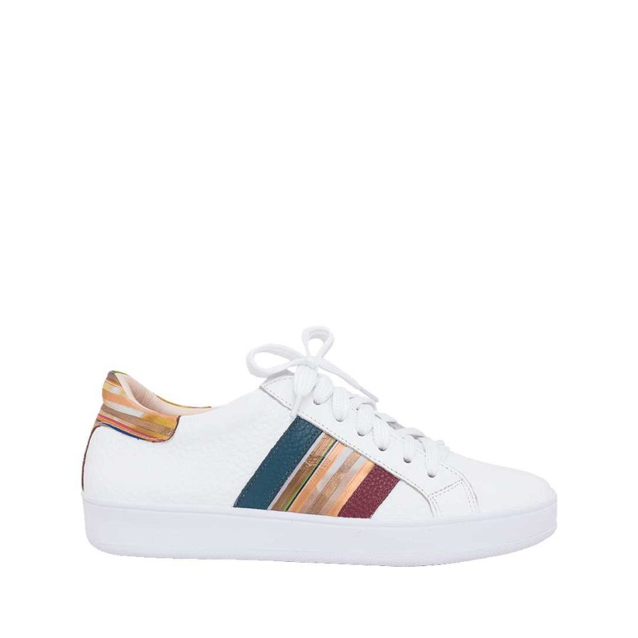 Shoes Bon-Bonite | Classic Cream White Leather Tennis Shoes With Colored Details.