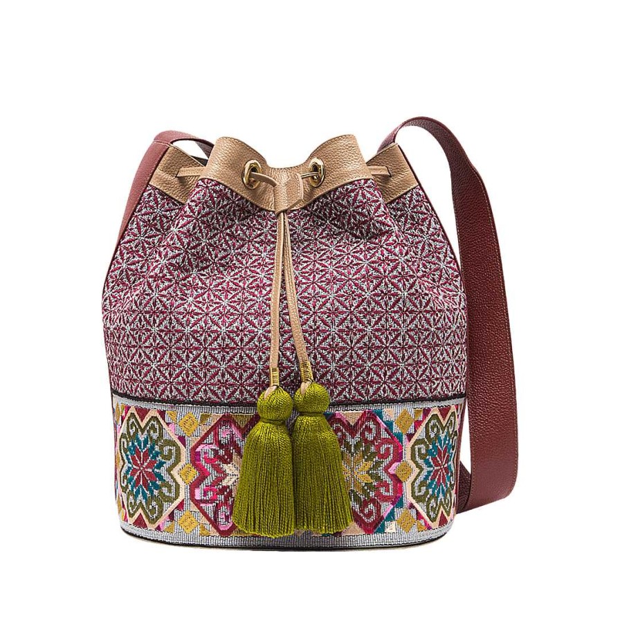 Handbags Bon-Bonite | Caramel Leather And Textile Candy Bag By Merlot