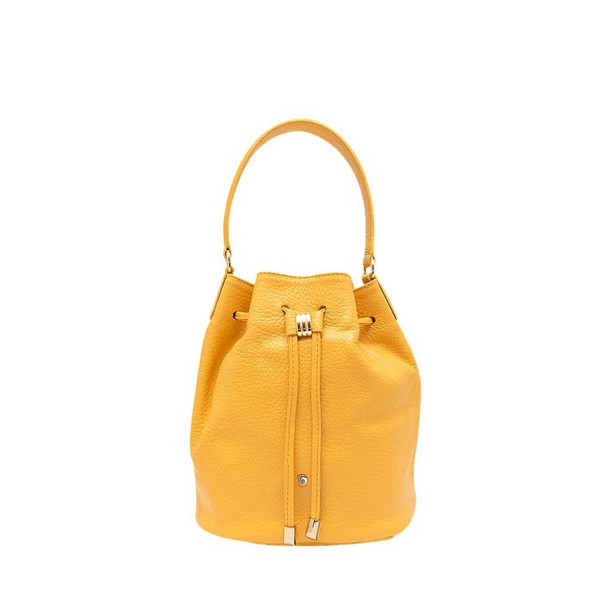 Handbags Bon-Bonite | Imperial Yellow Leather Bucket Bag