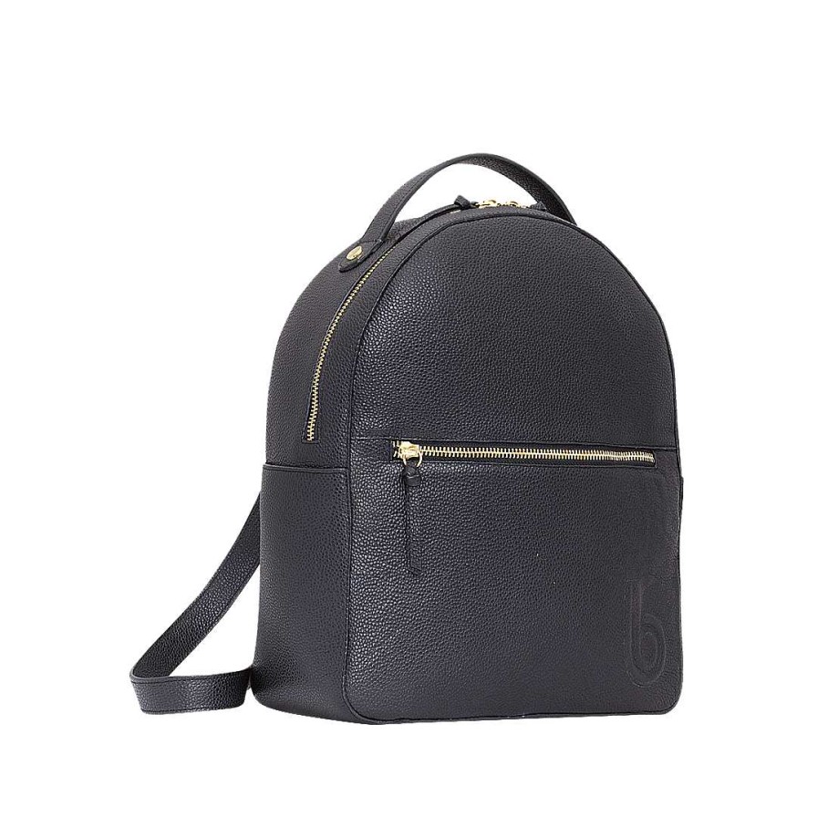 Handbags Bon-Bonite | Black Onix Color Backpacks In Granite Leather