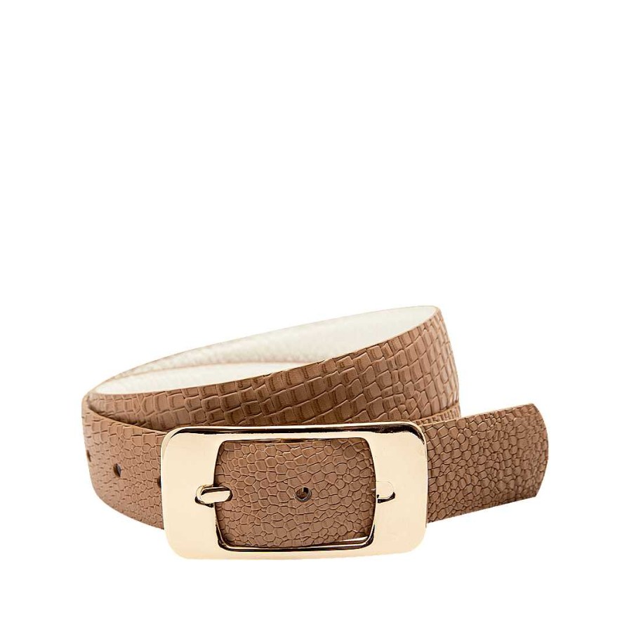 Belts Bon-Bonite | Double Sided Belt In Caramel Leather By Pure White