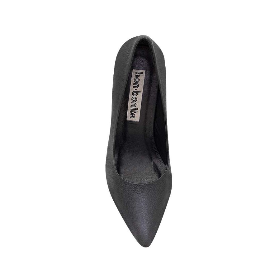 Shoes Bon-Bonite | Black Onyx Leather Heels