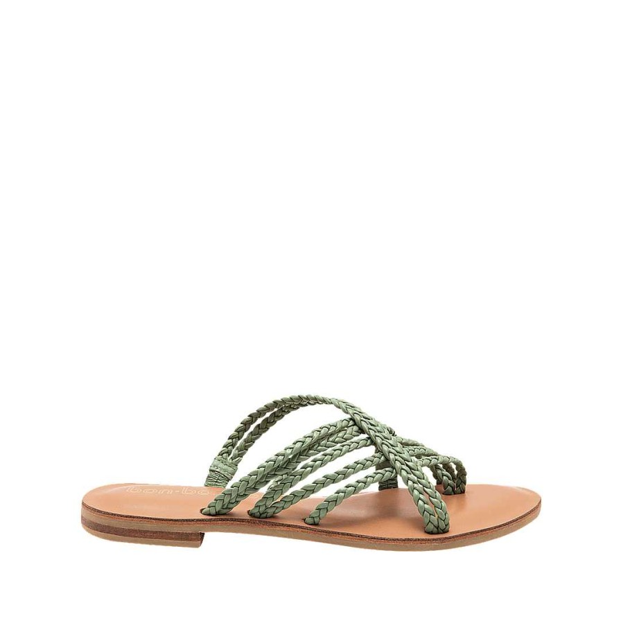 Shoes Bon-Bonite | Sabila Green Leather Three Stitch Sandal