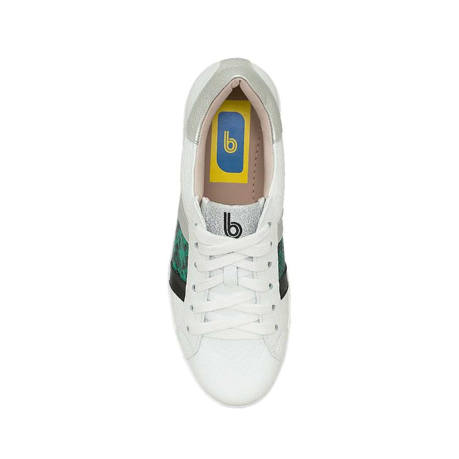 Shoes Bon-Bonite | Classic Pure White Leather Tennis Shoes With Colored Details