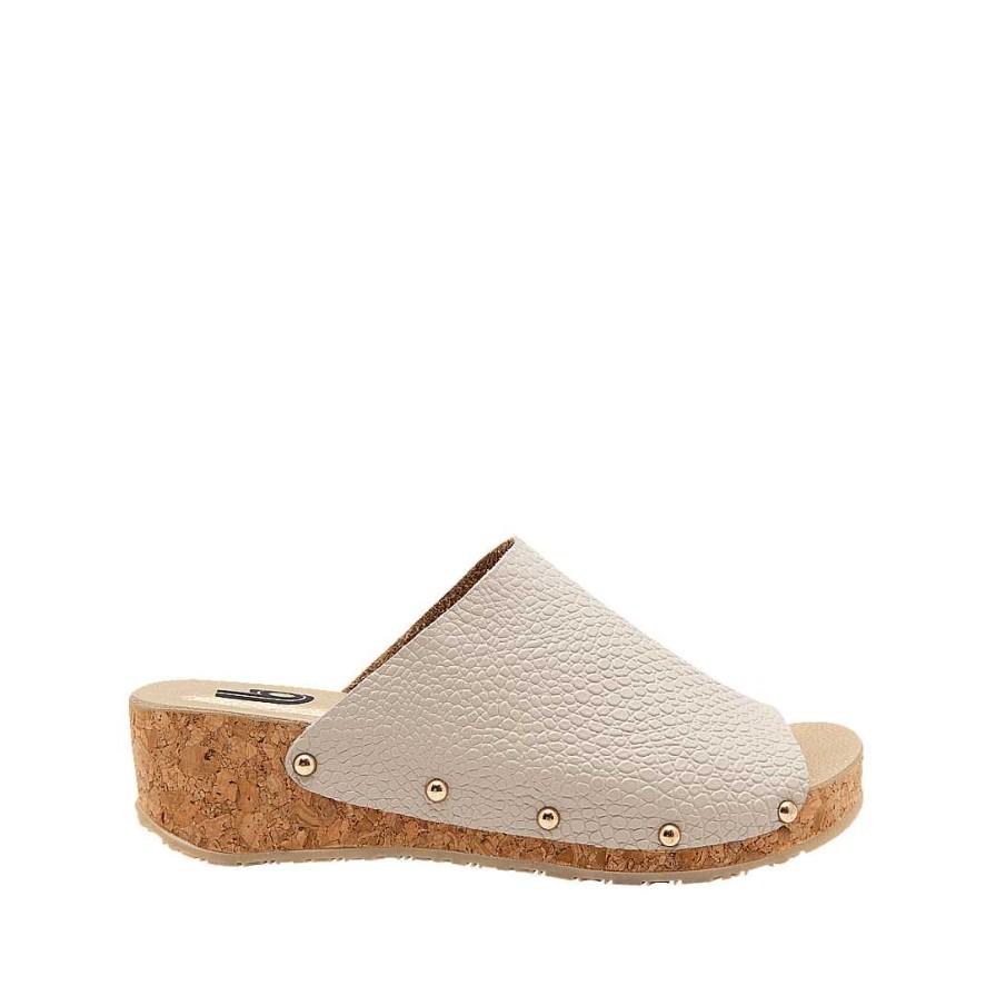 Shoes Bon-Bonite | Sand White Leather Platform Sandal