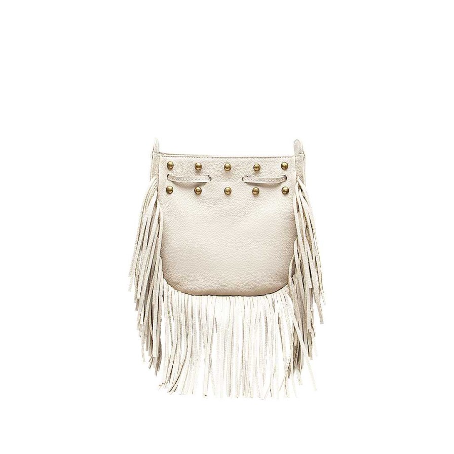 Handbags Bon-Bonite | Sand White Leather Hands Free