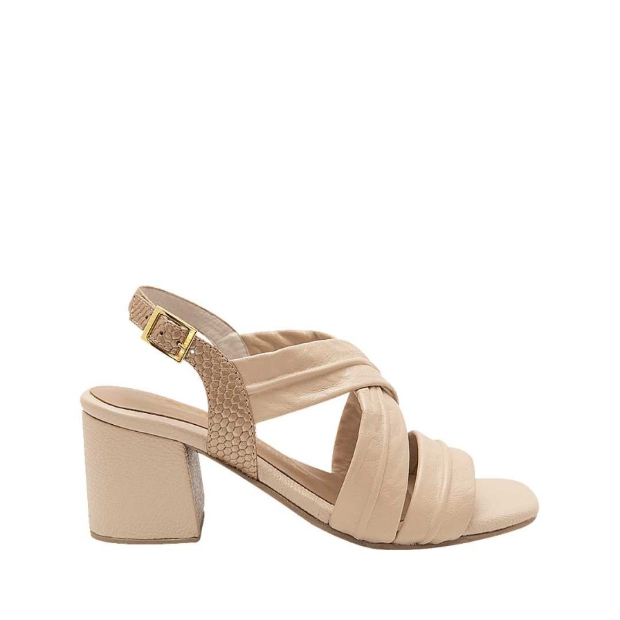 Shoes Bon-Bonite | Nude Pink Leather Heeled Sandal