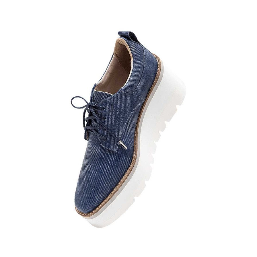 Shoes Bon-Bonite | Denim Blue Leather Tie Shoe