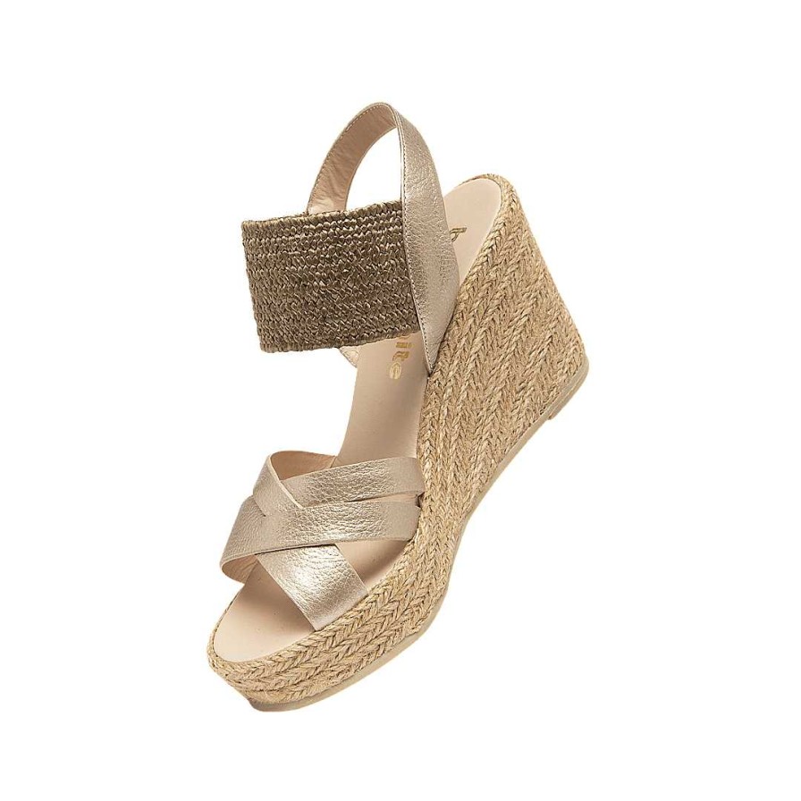 Shoes Bon-Bonite | Sand Metal Color Leather Espadrilles