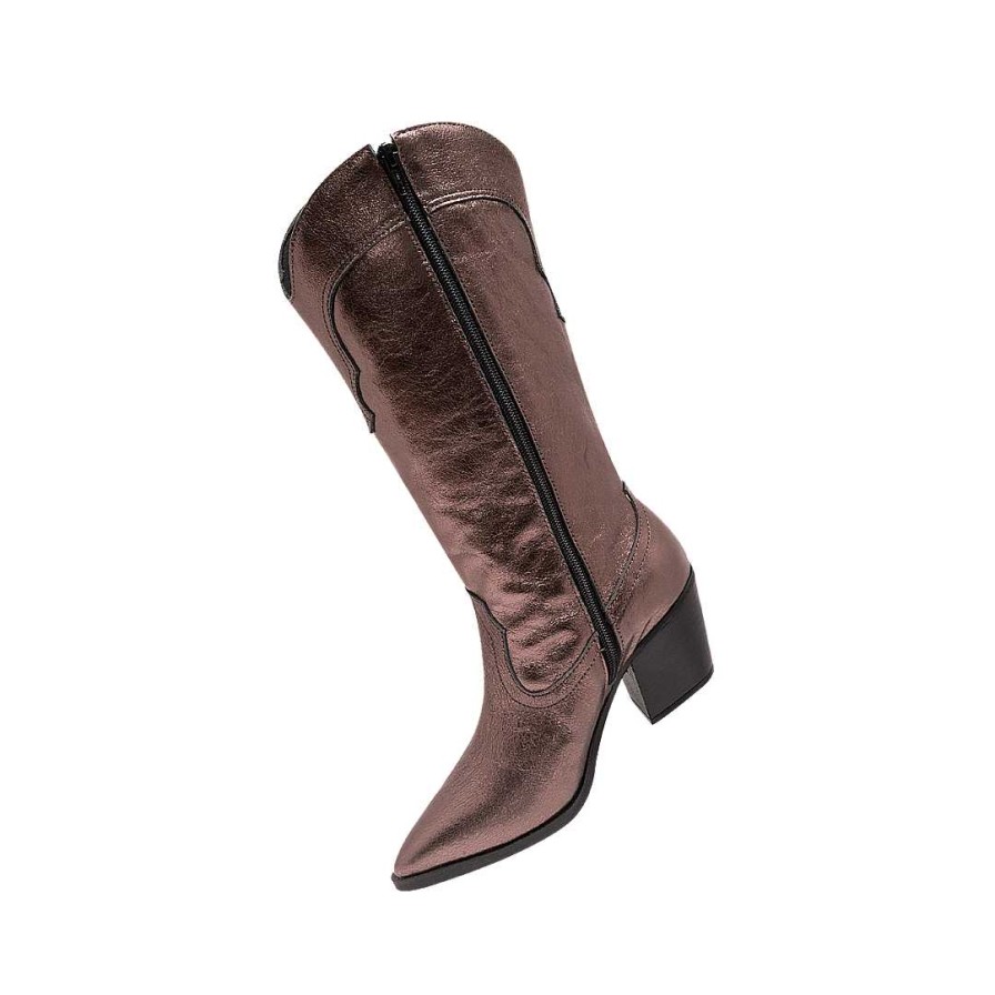 Shoes Bon-Bonite | Texan Boot In Onix Color Leather