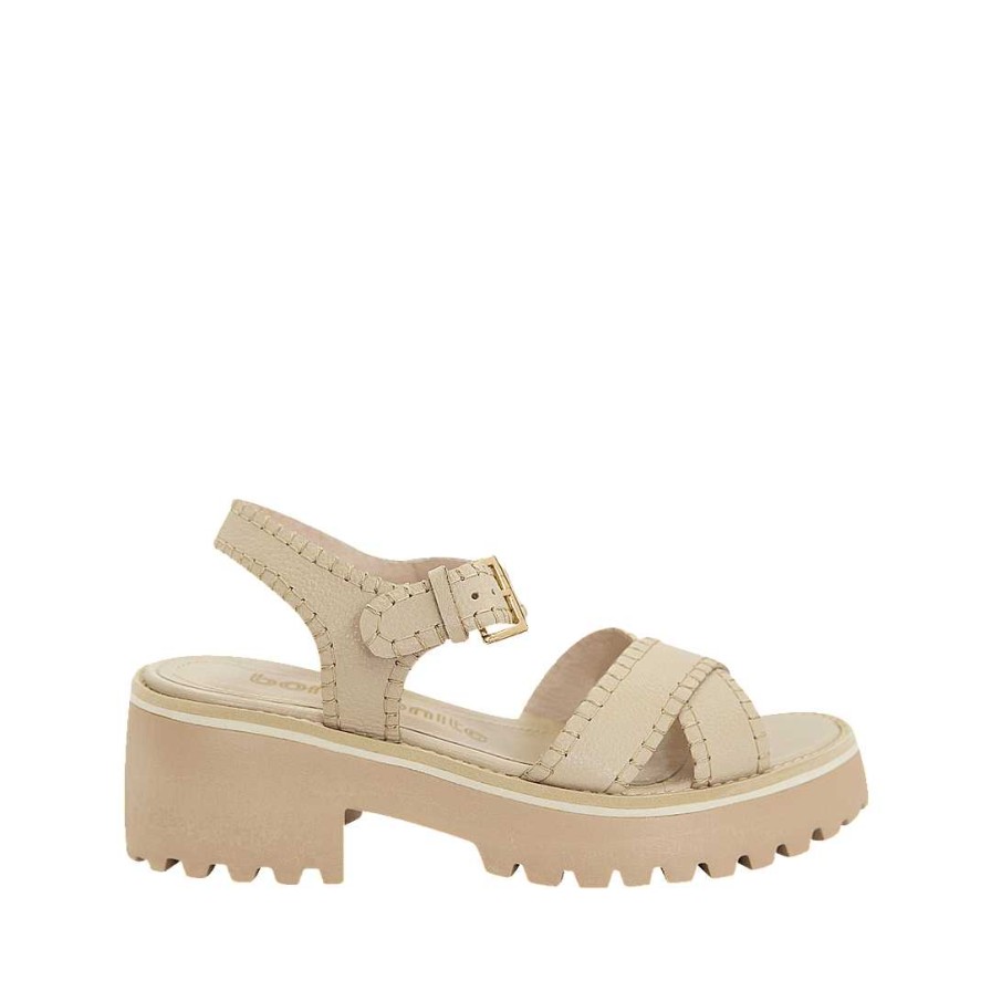 Shoes Bon-Bonite | Platform Sandal In Khaki Leather