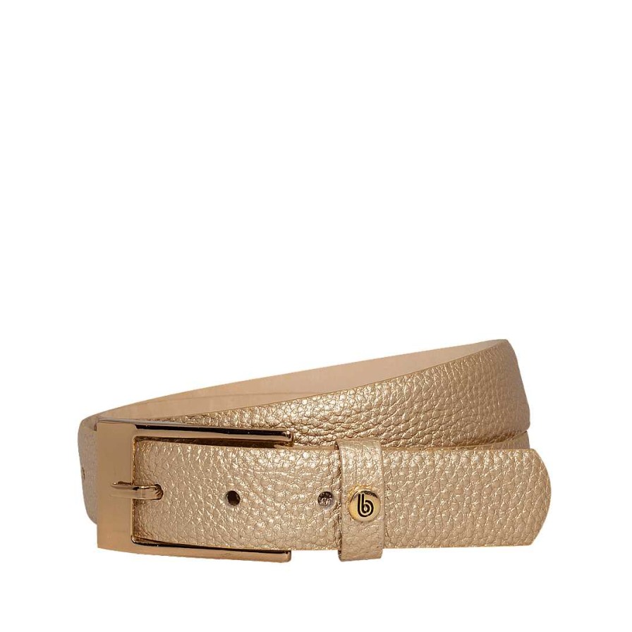 Belts Bon-Bonite | White Gold Belt In Folia Leather