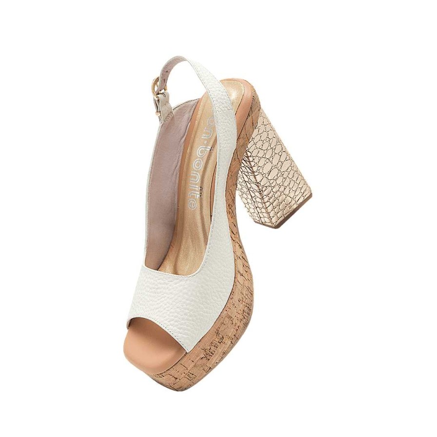 Shoes Bon-Bonite | Platform Sandal In Pure White Leather By Gold