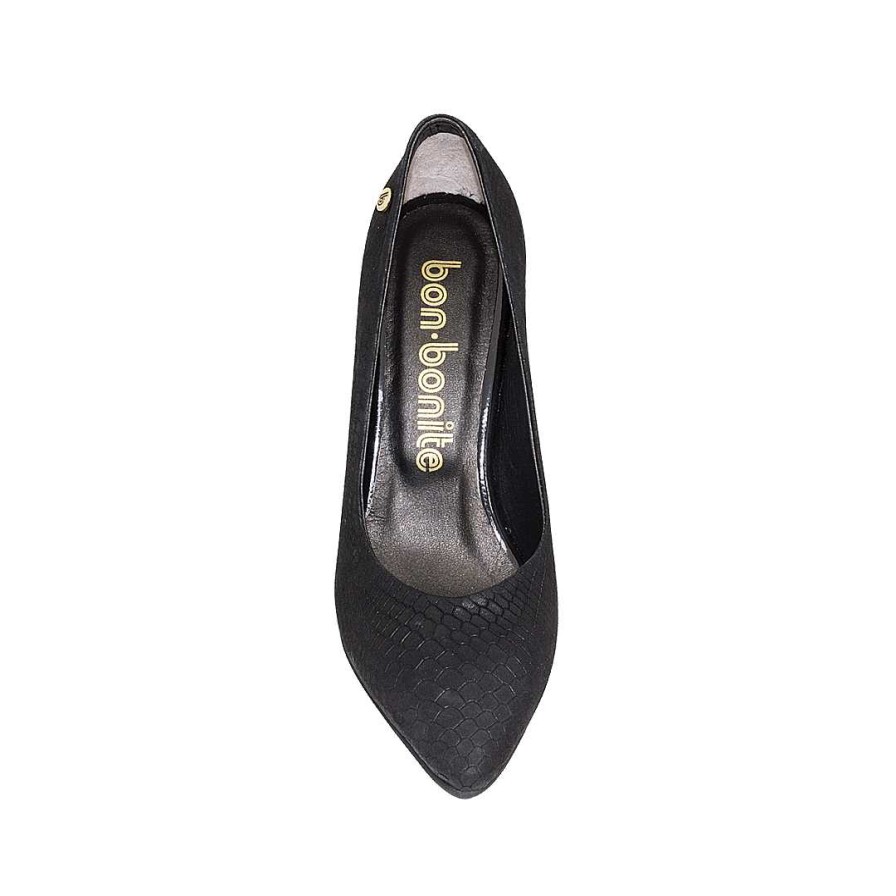 Shoes Bon-Bonite | Black Onyx Leather Stilettos