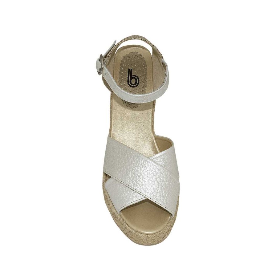 Shoes Bon-Bonite | Metallic White Leather Espadrilles