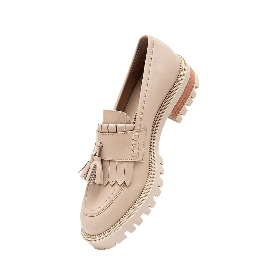 Shoes Bon-Bonite | Sand White Leather Moccasin