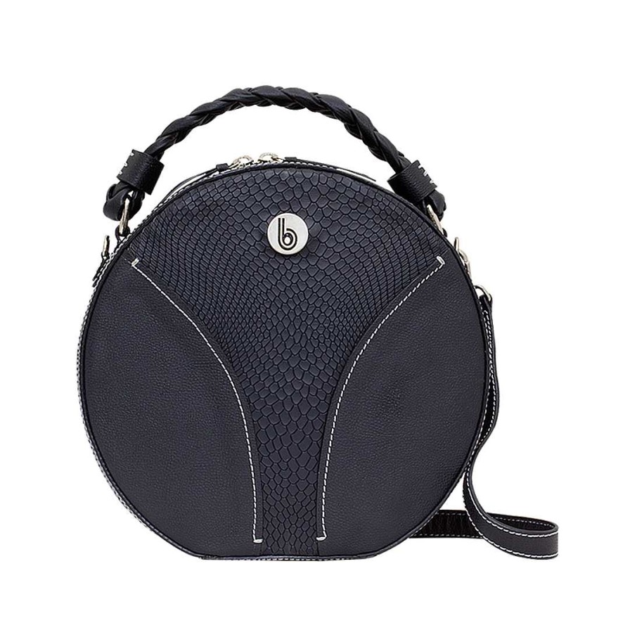 Handbags Bon-Bonite | Matte Black Hands-Free In Leather Mix