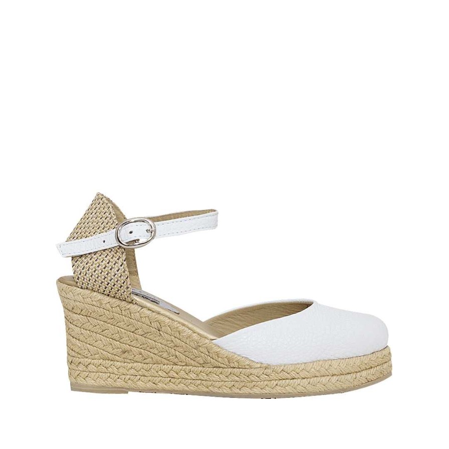 Shoes Bon-Bonite | Espadrille With Oyster White Cradle In Engraved Leather