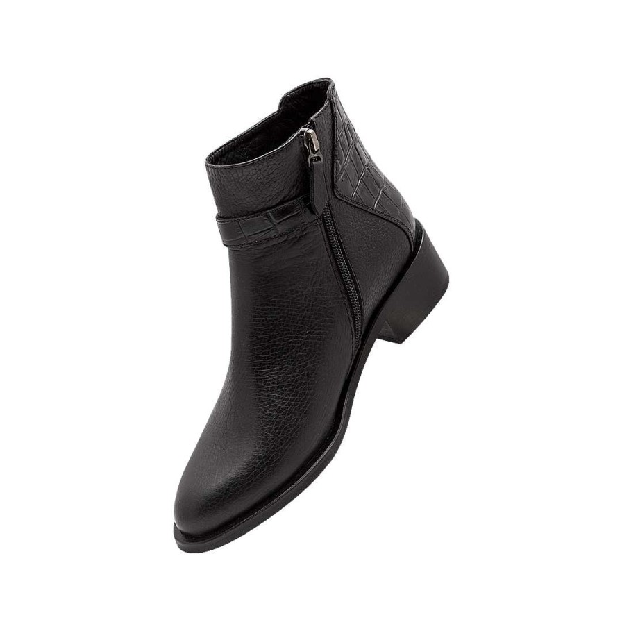 Shoes Bon-Bonite | Black Onyx Leather Ankle Boot