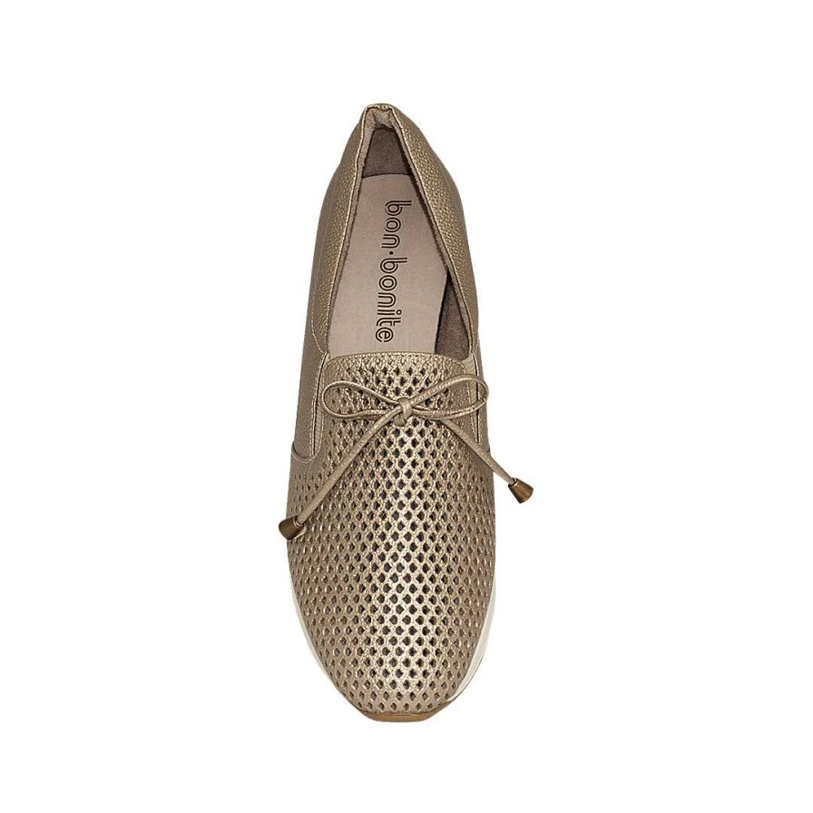 Shoes Bon-Bonite | Sand Metal Platform Tennis Shoes In Leather.