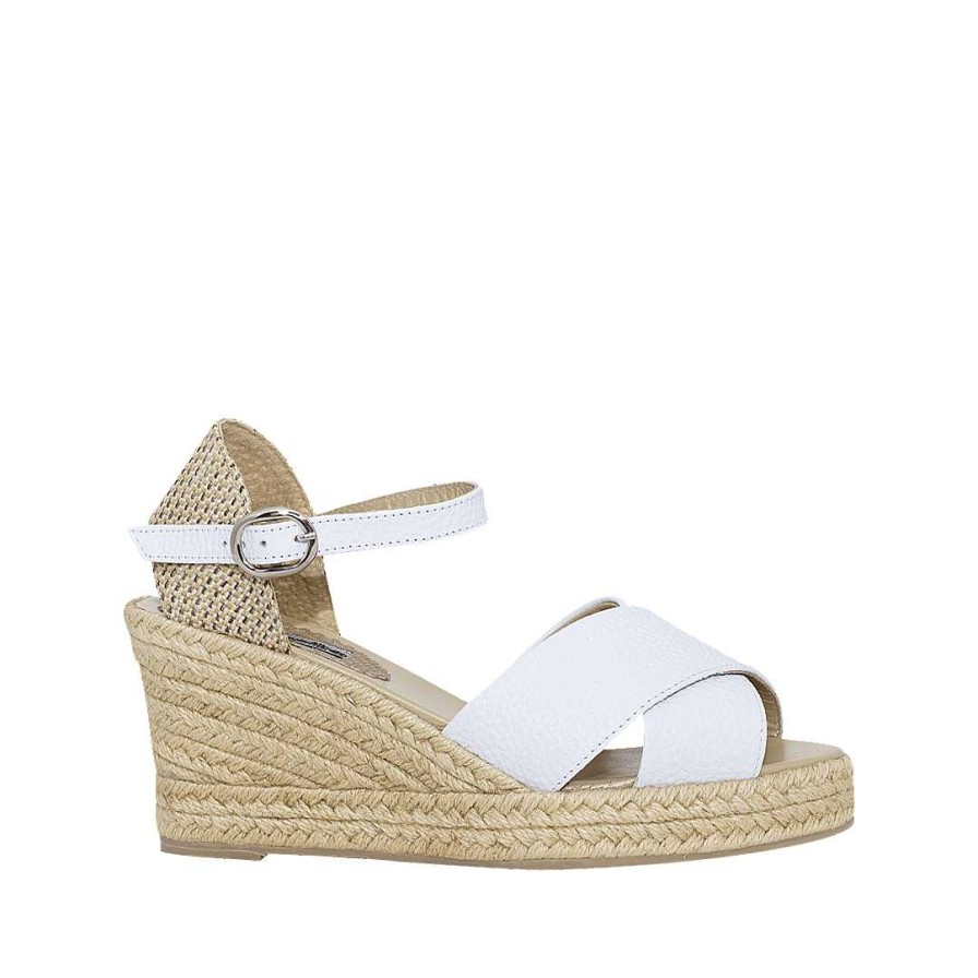 Shoes Bon-Bonite | Pure White Leather Espadrilles