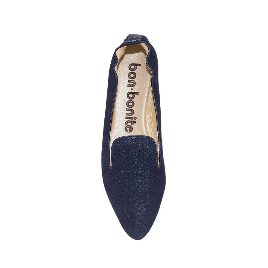 Shoes Bon-Bonite | Night Blue Leather Ballet Shoes.