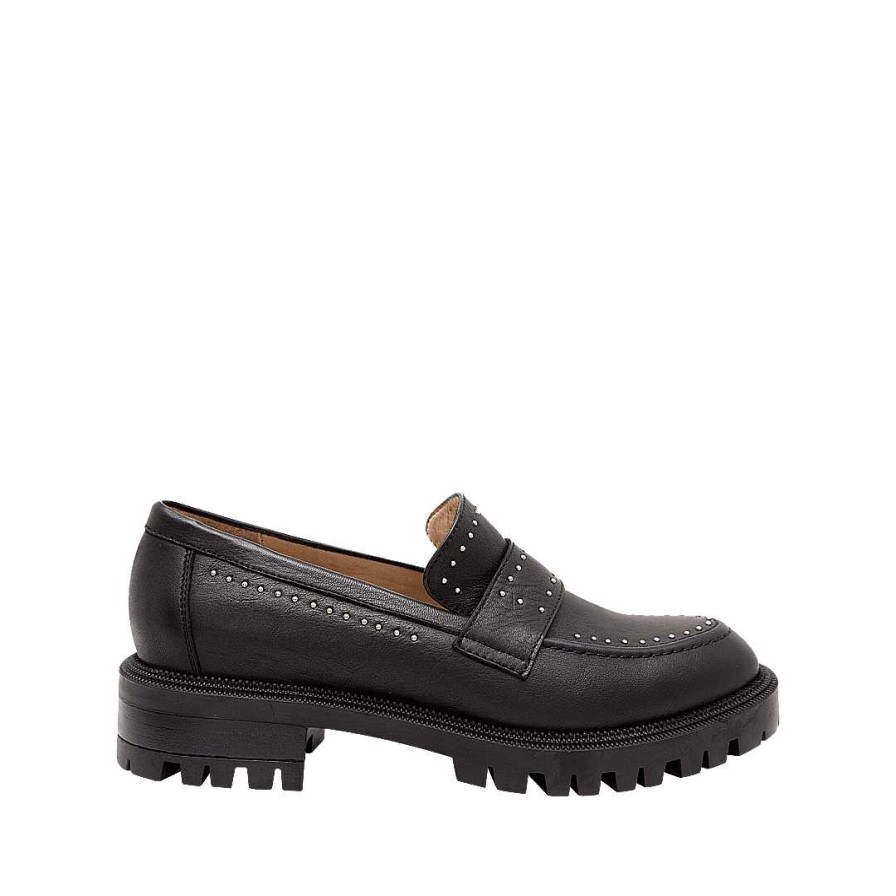 Shoes Bon-Bonite | Black Onyx Platform Moccasin