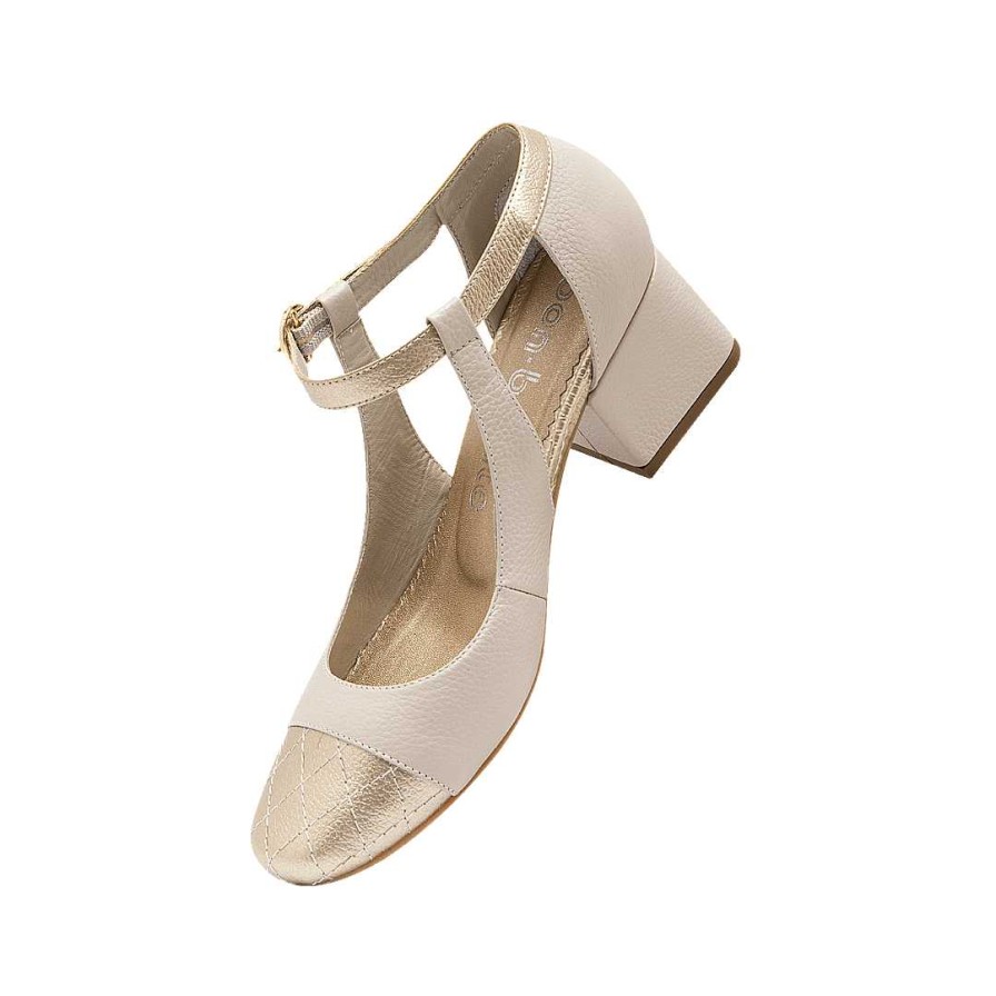 Shoes Bon-Bonite | Sand White Leather Heel