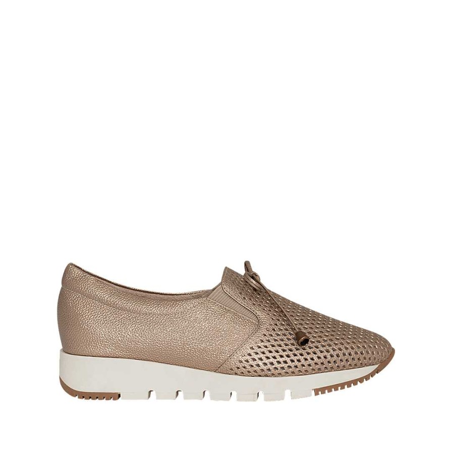 Shoes Bon-Bonite | Sand Metal Platform Tennis Shoes In Leather.