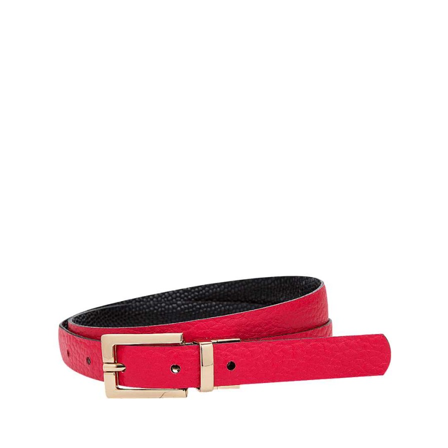 Belts Bon-Bonite | Double Sided Belt In Black Onyx Leather By Achiote Red