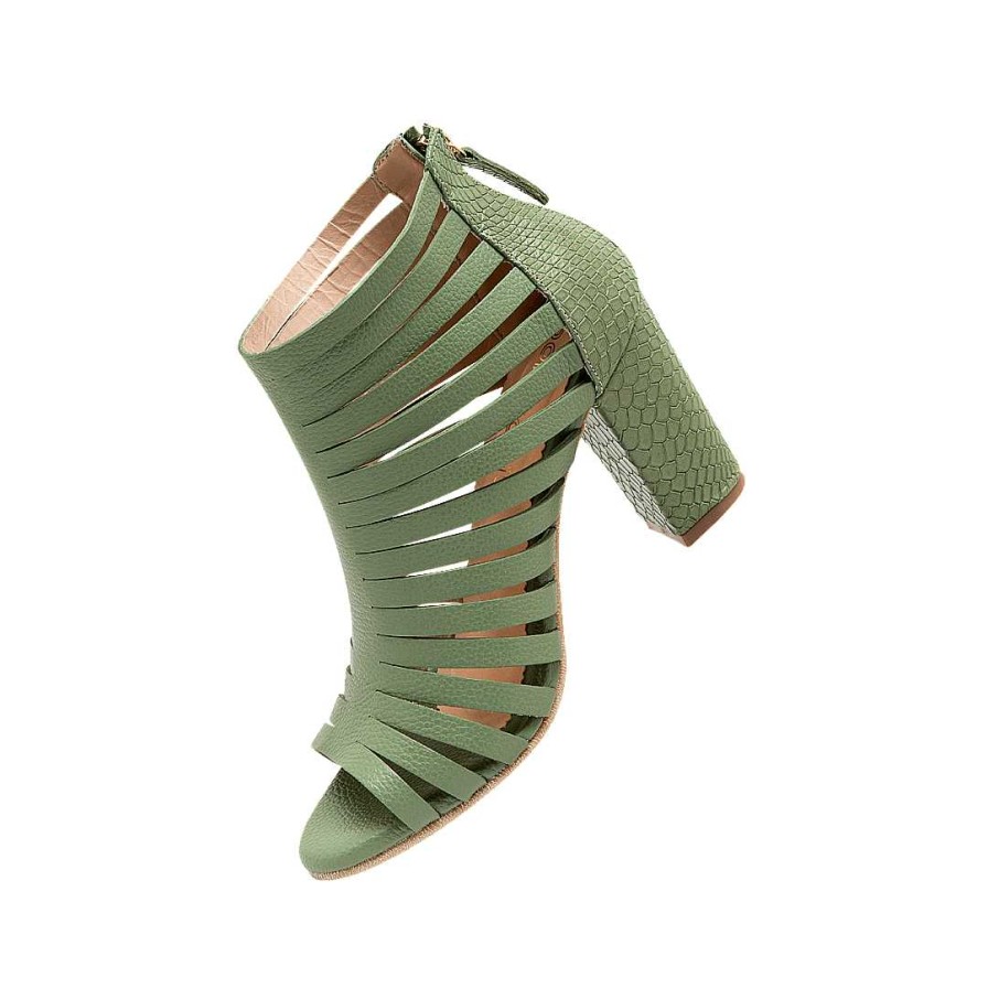 Shoes Bon-Bonite | Sabila Green Leather Heeled Sandal