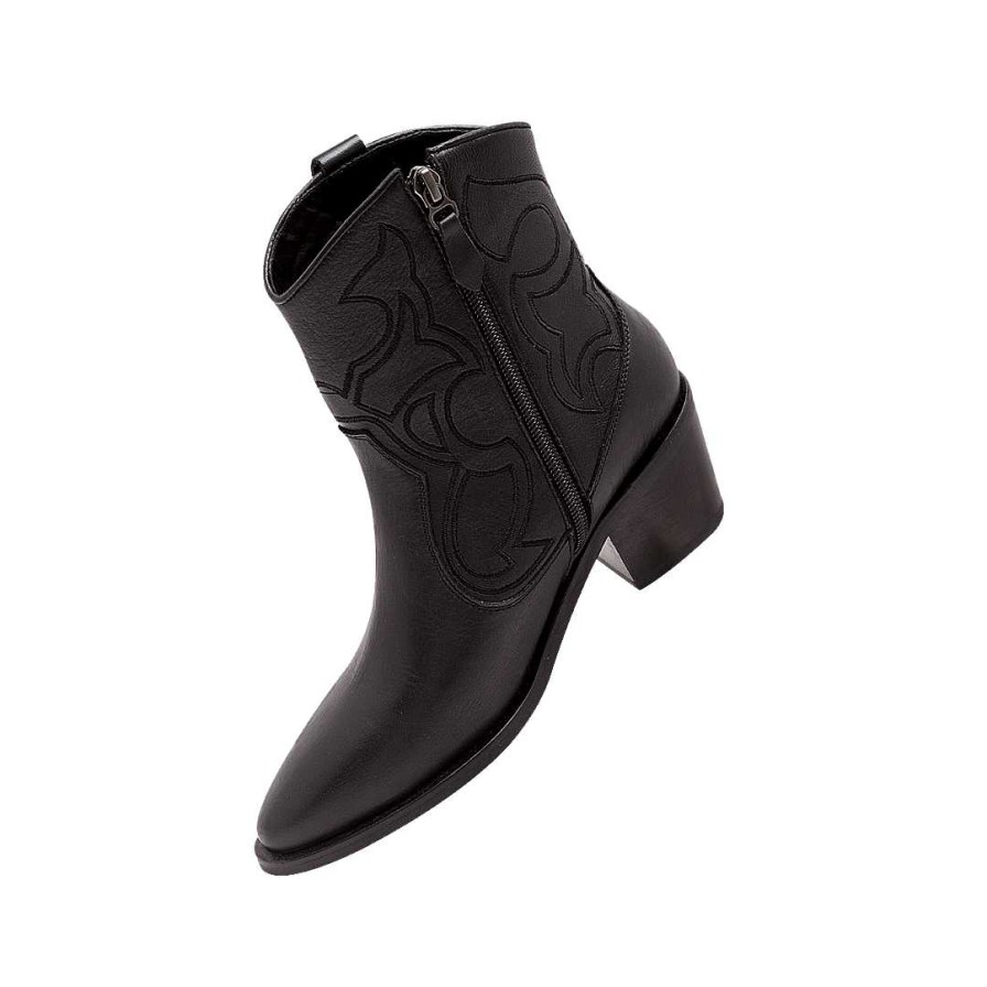 Shoes Bon-Bonite | Black Onyx Leather Ankle Boot