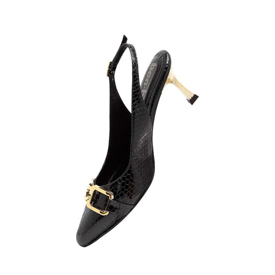 Shoes Bon-Bonite | Black Onyx Leather Heel