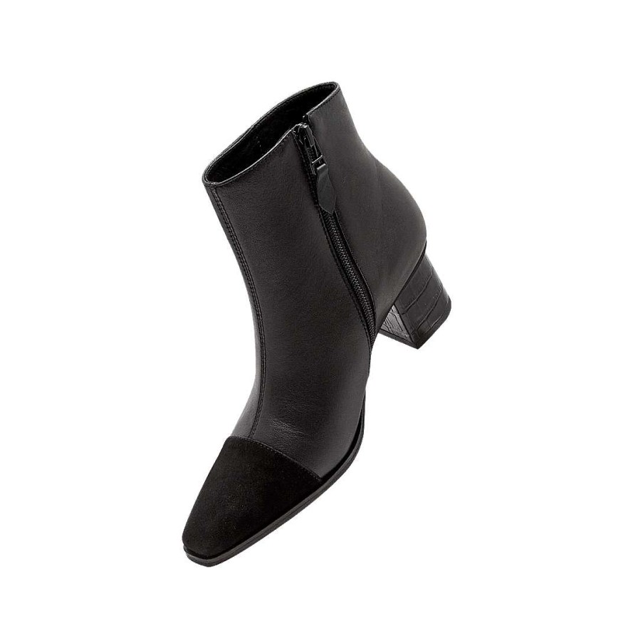 Shoes Bon-Bonite | Black Onyx Leather Ankle Boot