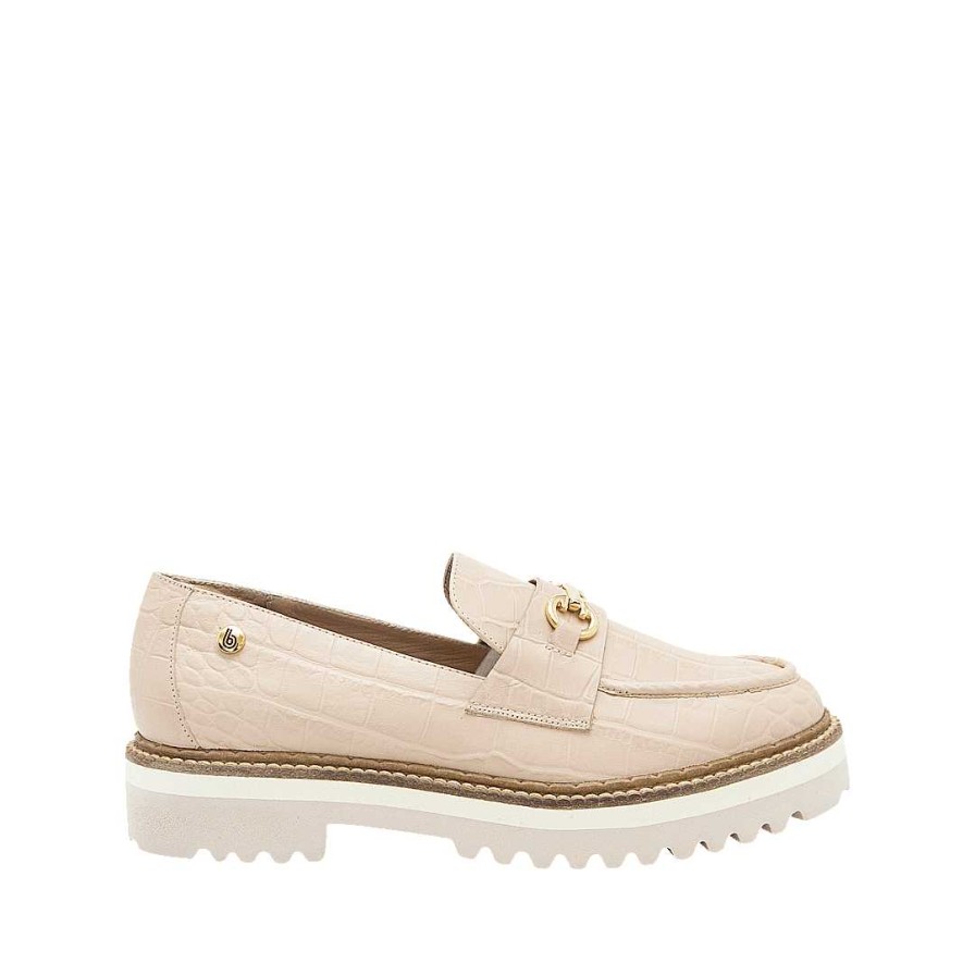 Shoes Bon-Bonite | Nude Leather Platform Moccasin