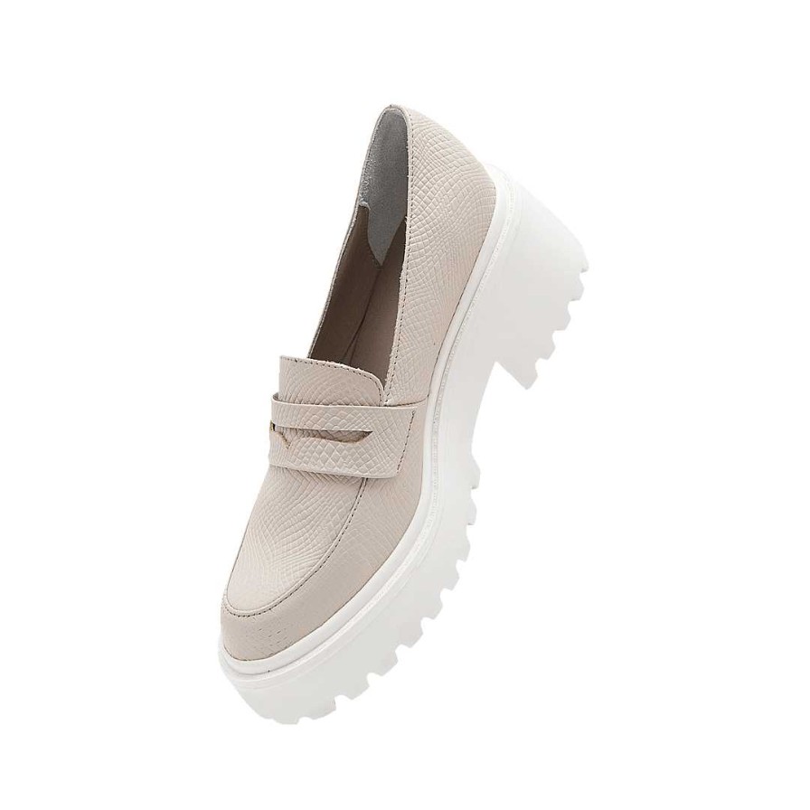 Shoes Bon-Bonite | Sand White Leather Moccasin