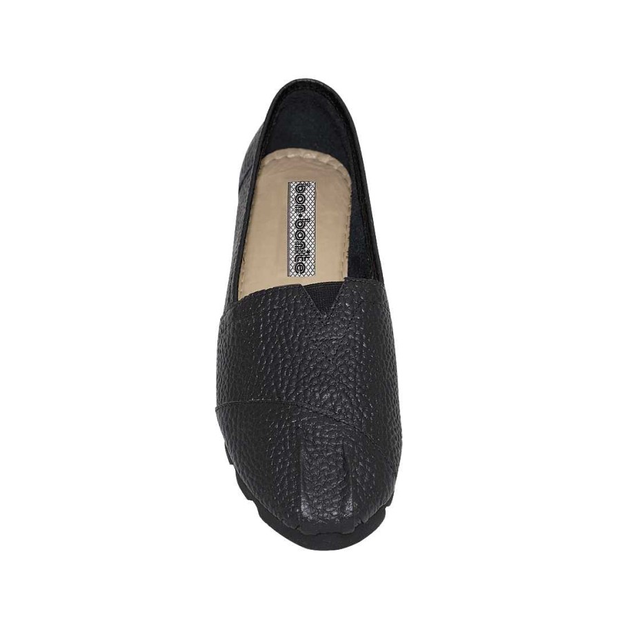 Shoes Bon-Bonite | Black Onyx Espadrille In Granite Leather